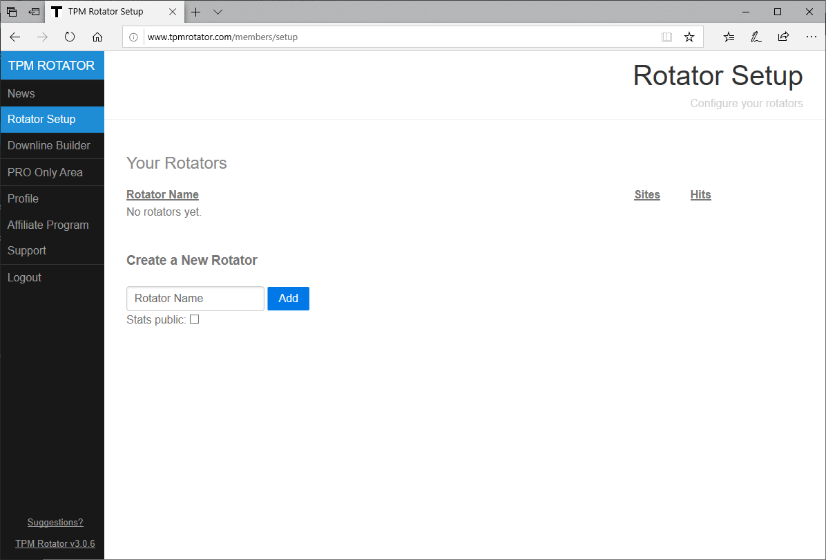 Click on Rotator Setup